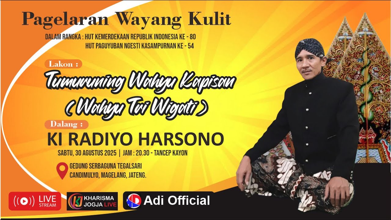 #LiveStreaming wayang kulit Ki Radiyo Harsono Lakon Tumuruning Wahyu Triwigati @adiofficial7657