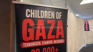 Shroud with names of Gaza child victims on display in NY