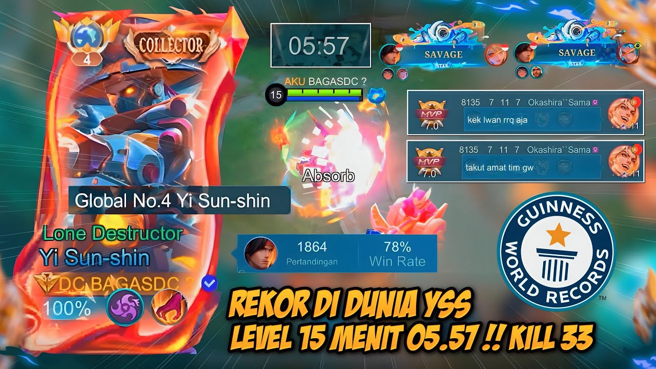 REKOR DUNIA LEVEL 15 MENIT 05.57 YSS KILL 33 ‼️LAWANN SAMPE MARAH MARAH WKWK 🗿