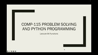 COMP115 Intro to Functions