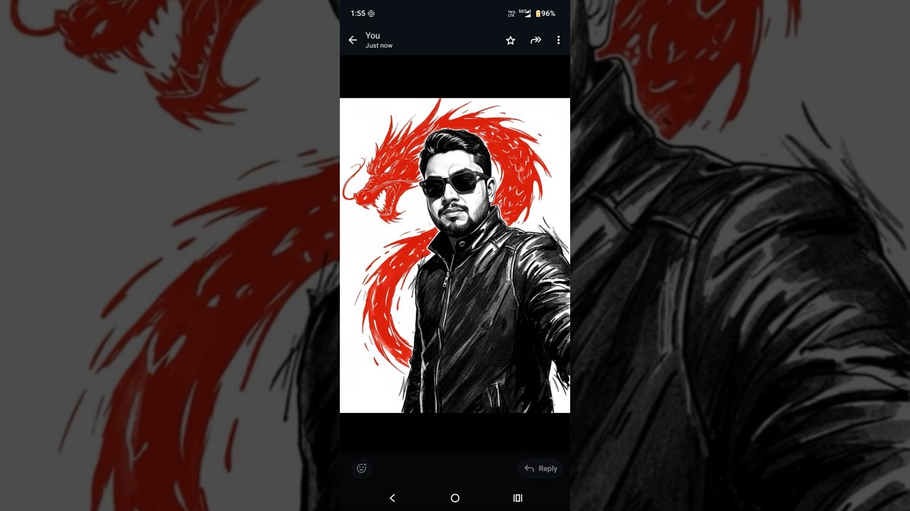 Trending AI Portrait Art | Dragon Style Black & Red Sketch | Gemini AI Artwork 