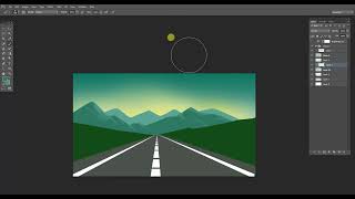 How to draw Easy Landscape on Photoshop tutorial Beginners | Photoshp Art#photoshop