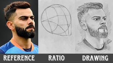 how to draw Virat Kohli using loomis method | easy portrait drawing