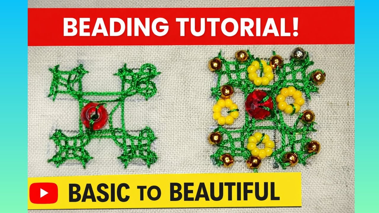 Sindhi embroidery for beginners #bead work #hand embroidery #sindhi kadayi #easy embroidery 