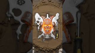 Amazing Samurai Mask Metal Casting Process ⚔️ | Satisfying Foundry Art #Shorts #asmr