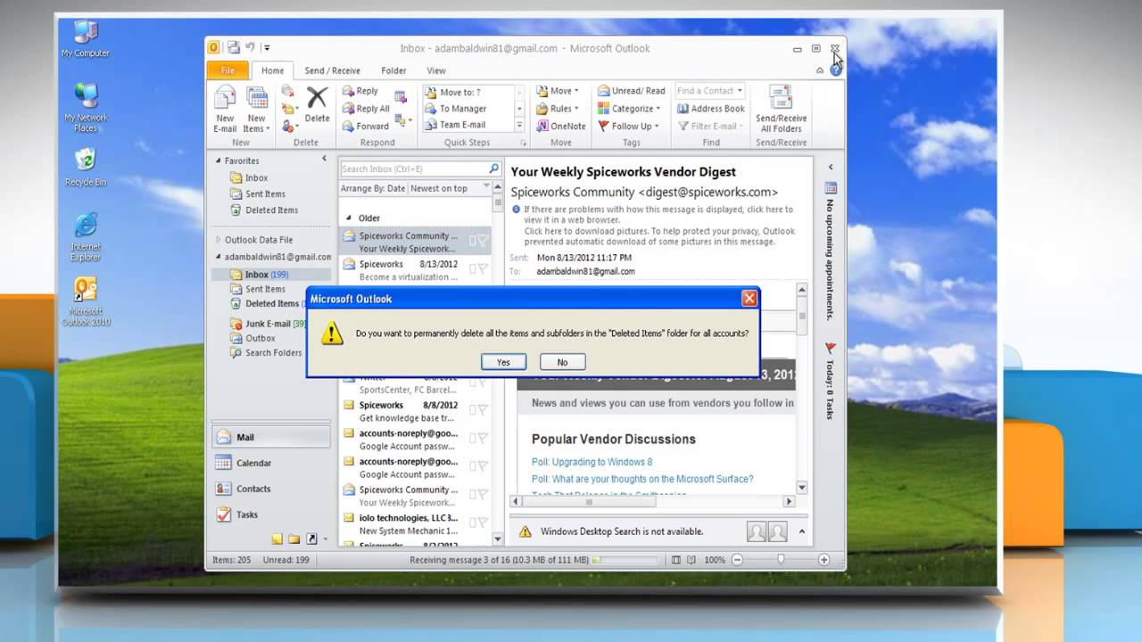 Microsoft Outlook 2010 Automatically Empty Deleted Items Folder On