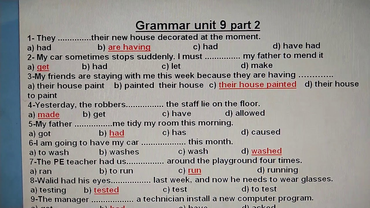 Ответы английский грамматика 9