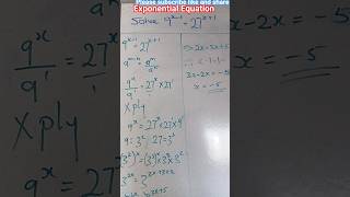 Simple exponential Equation  #exponentialequations  #indices # educational #algebraicequation