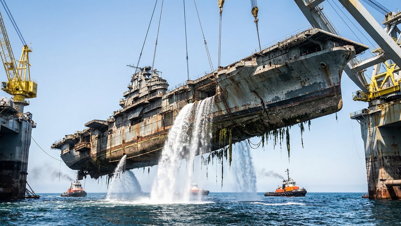 Unbelievable Power: 10,000 PSI Cleaning a Rusted Aircraft Carrier ...