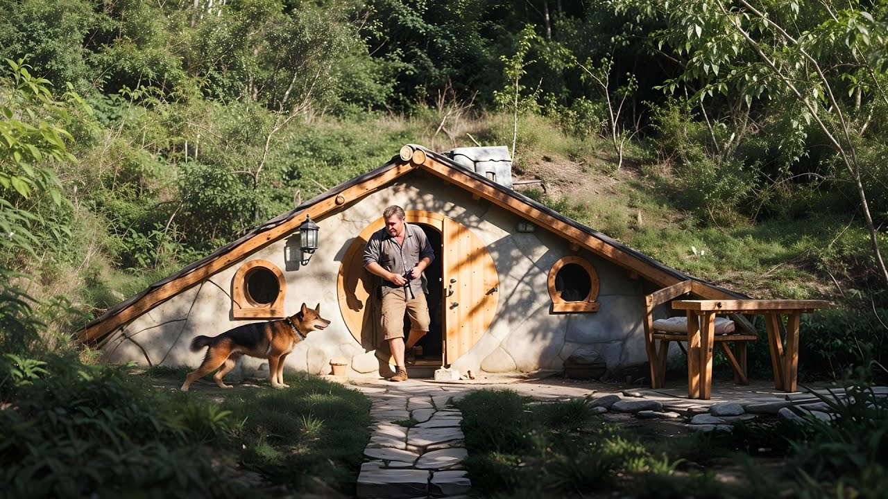 Complete Build of a Hobbit Earth House in the Wild Mountains