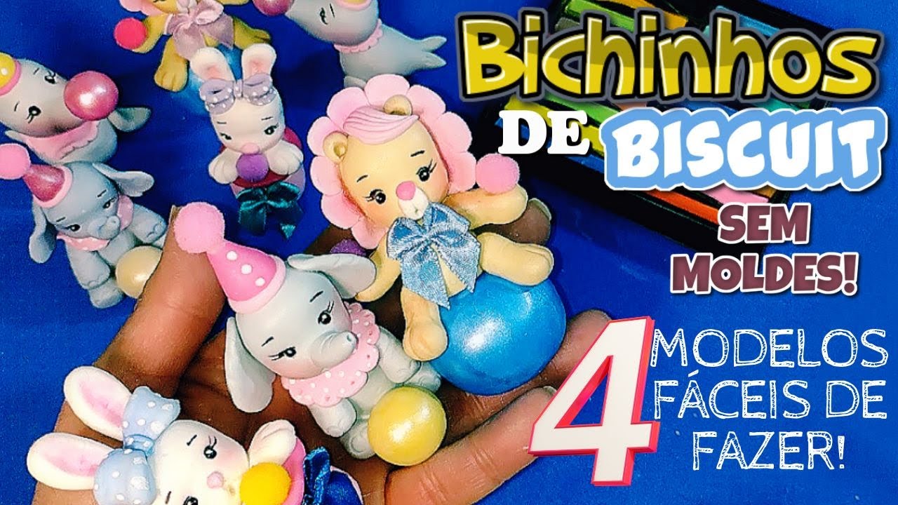 MODELANDO BICHINHOS EM BISCUIT TEMA CIRCO ROSA: 4 MODELOS FÁCEIS DE FAZER (PASSO A PASSO)