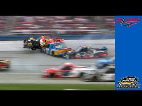 Several trucks crash, hit wall at Talladega