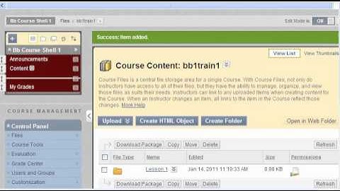 CourseFiles - Uploading a Folder of Content to Blackboard 9.1