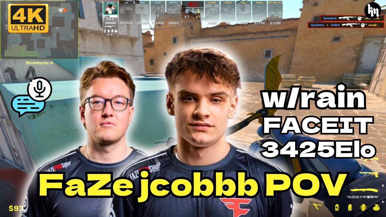FaZe jcobbb w/rain play FACEIT avg 3425 Elo (Dust2) | Aug 24, 2025 | CS2 POV/DEMO