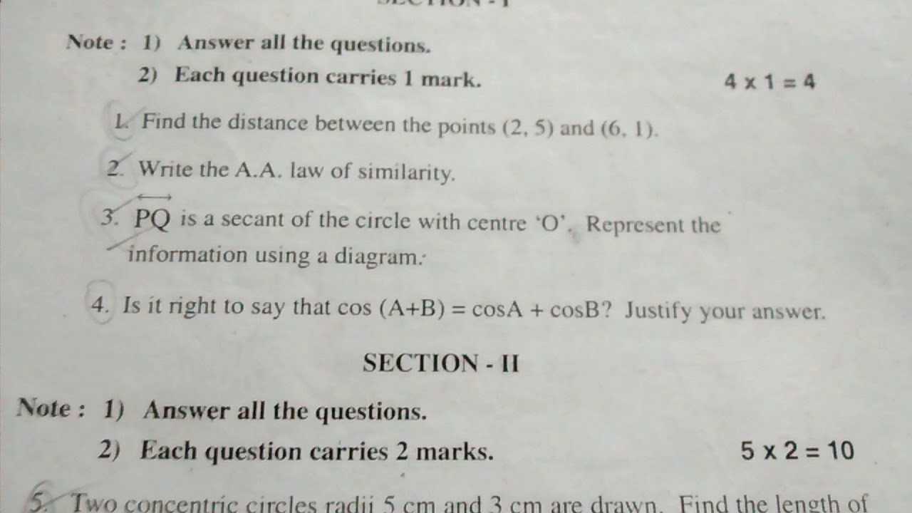 SA-2 ,maths paper -1 modal paper (2017-2018) Real !!!!!!!!!!l