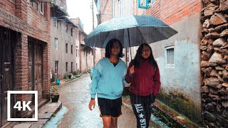 Walking in the Rain, Kirtipur - ASMR | Virtual Tour of Ancient Towns of Kathmandu | 4K UHD 3D Audio