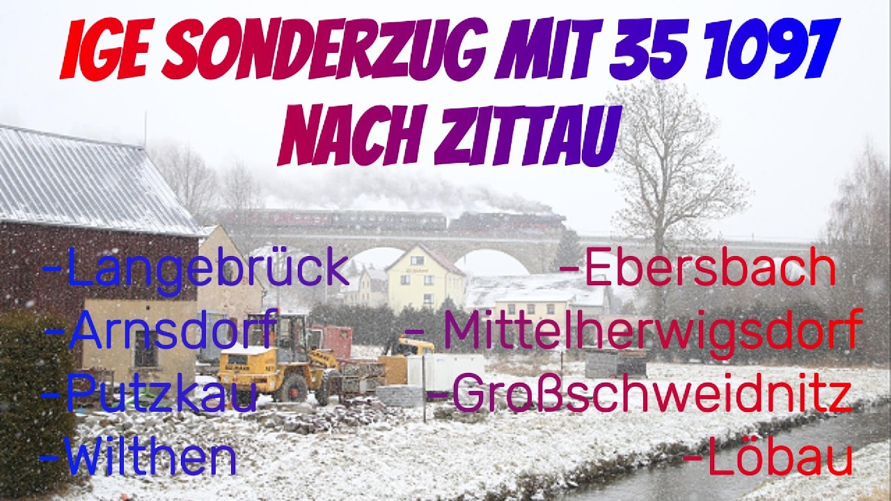 IGE Sonderzug mit der Dampflok 35 1097 nach Zittau bei teilweise dichten Schneetreiben