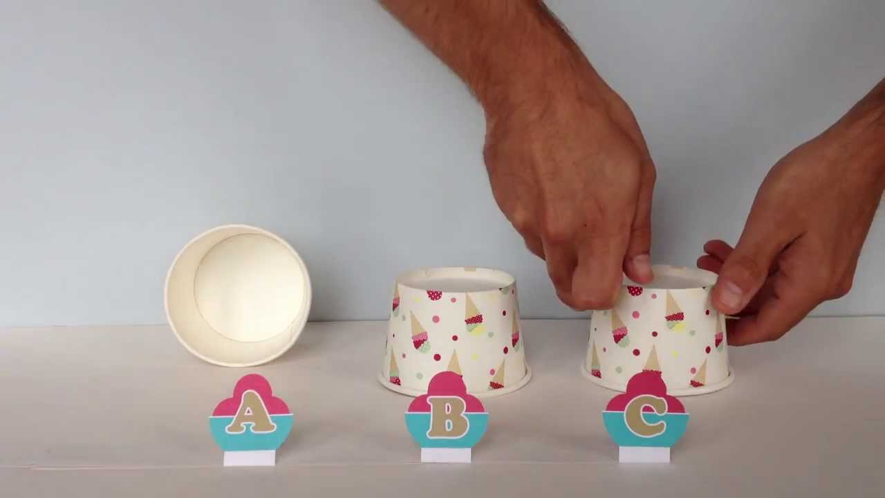 Theatre Tokens 3 Cups Game. The reveal.