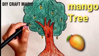 How To Draw Mango Tree For Kids Easy Mango Tree Drawing, Diy Craft Magic