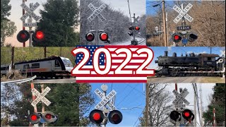 American Railroad Crossing Compilation 2022 🇺🇸- NJ Trains & Airplanes