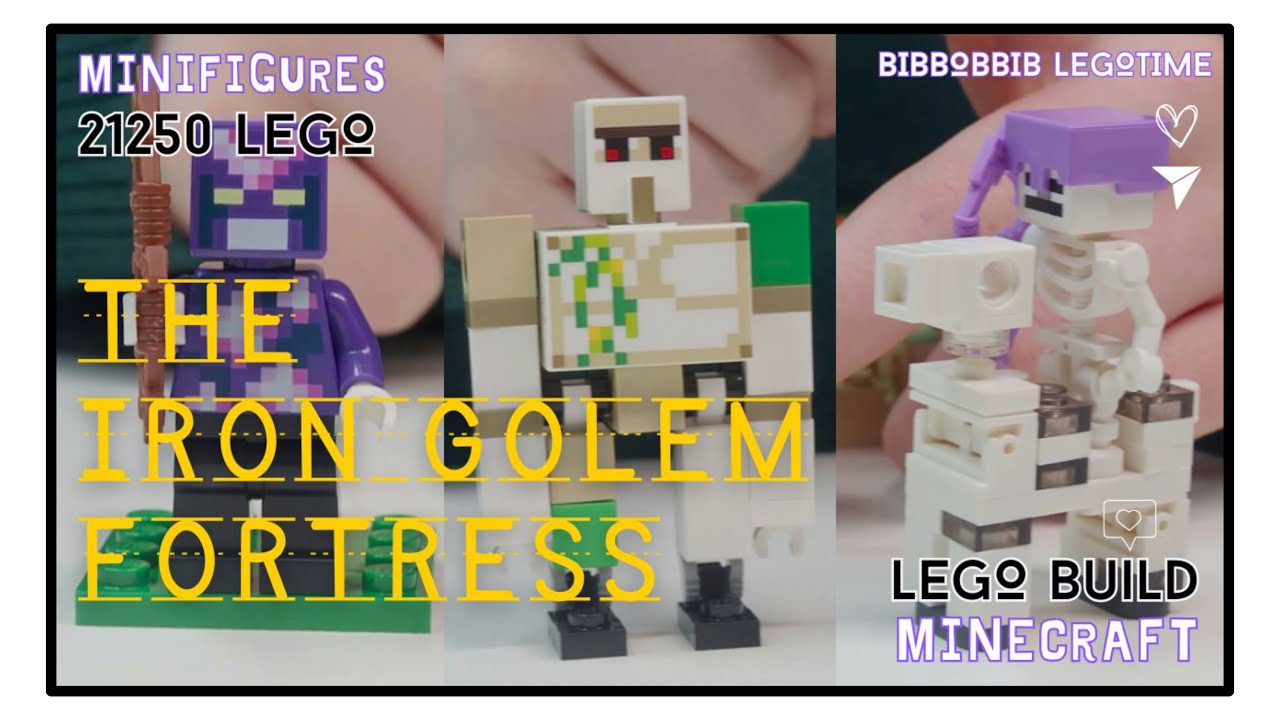 Lego 21250 Minecraft The Iron Golem Fortress, LEGO MINIFIGURE Build Review With Music ✨ | BibBobBib