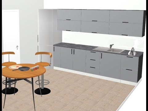 3D Mutfak Çizimi, How To Draw Kitchen Set Perspective