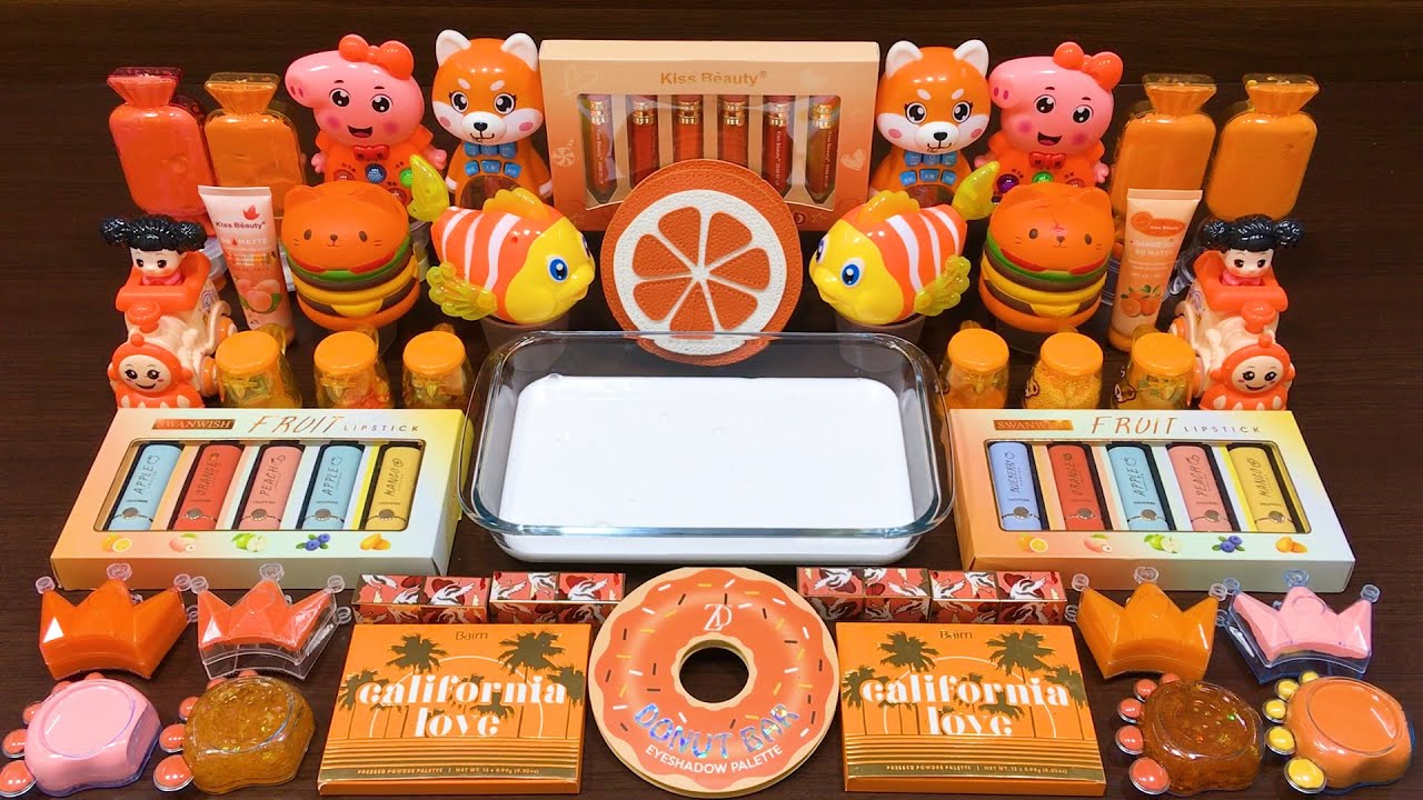 Series ORANGE Slime! Mixing Random Things into GLOSSY Slime ! Satisfying Slime Videos 