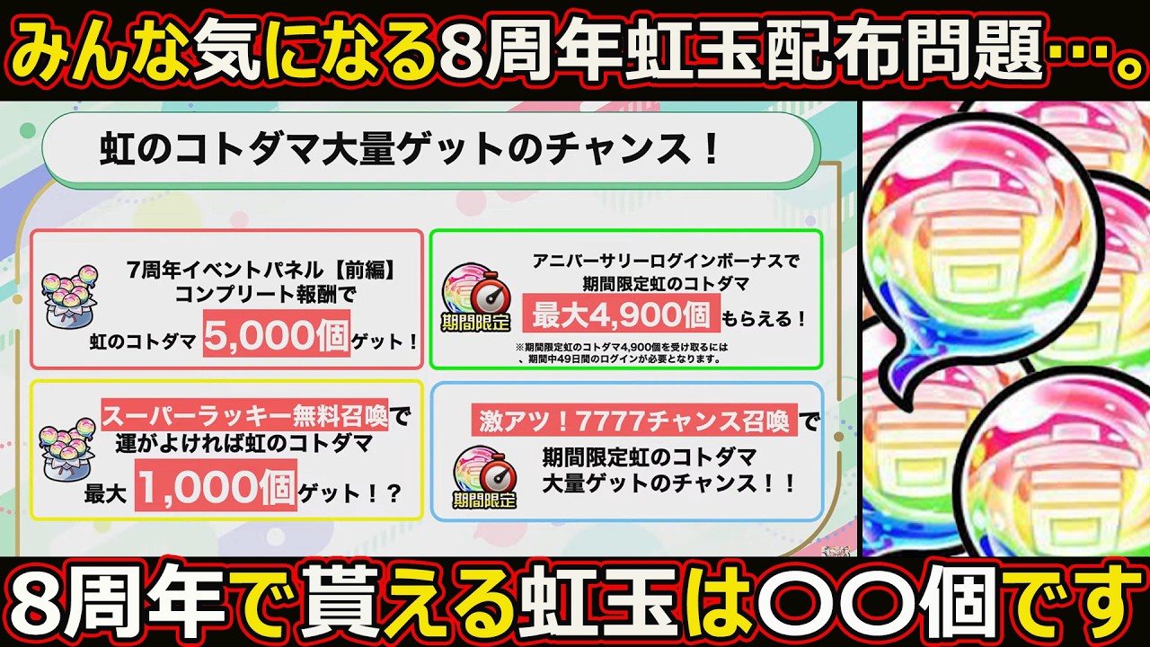 Kotodaman] #3191 The number of Rainbow Orbs you can get for the