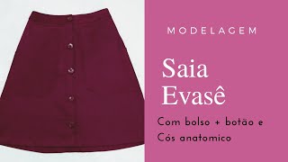 Modelagem Saia Evasê com bolso + Botão e cós anatômico - YouTube