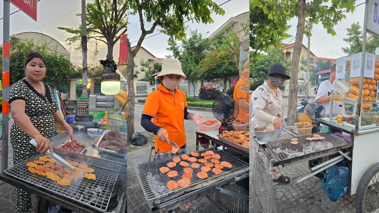 Liên minh 3 xe bánh mì thịt nướng chụm lại một chỗ ở Sài Gòn, xe nào cũng kín khách