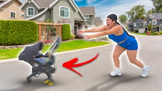 Stroller Roll Away With Baby Inside Prank on Wife!