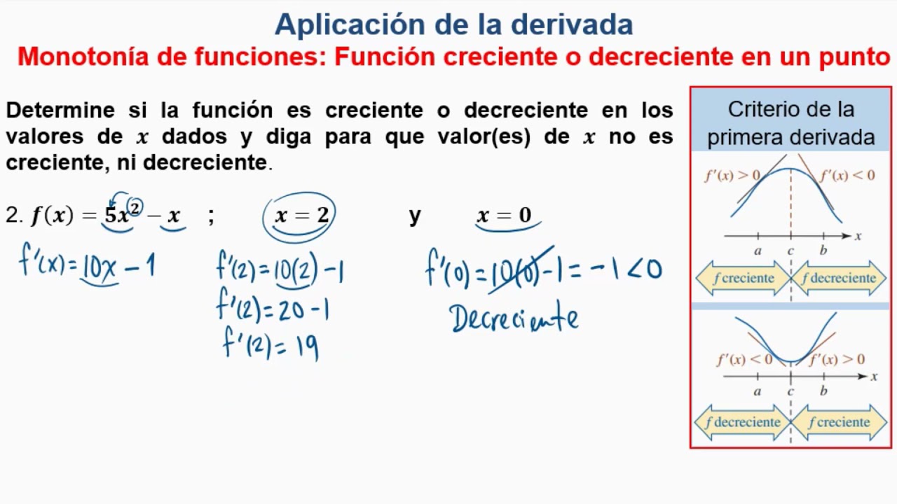 APLICACIÓN DE LA DERIVADA - MONOTONÍA DE FUNCIONES: Función creciente o