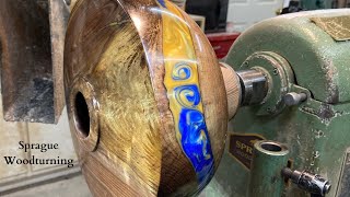 Woodturning - The Double Walnut Crotch Resin Hollow Form
