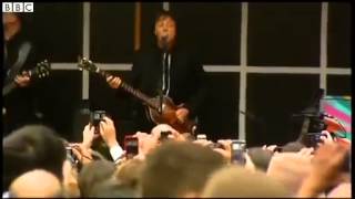 BBC News   Paul McCartney performs surprise Times Square gig