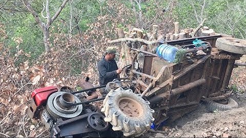 (Mơ vlogs)Tập 103 xe công nông cầu kéo chở củi điều lên núi bị lật quá nguy hiểm
