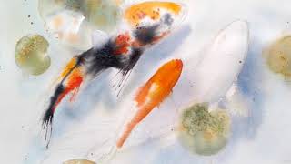Watercolor painting Koi by feng shui for attracting wealth - learn Arts &amp; Crafts
