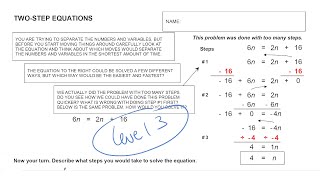 Help Video for Solving Two Step Equations Worksheet - Level 3