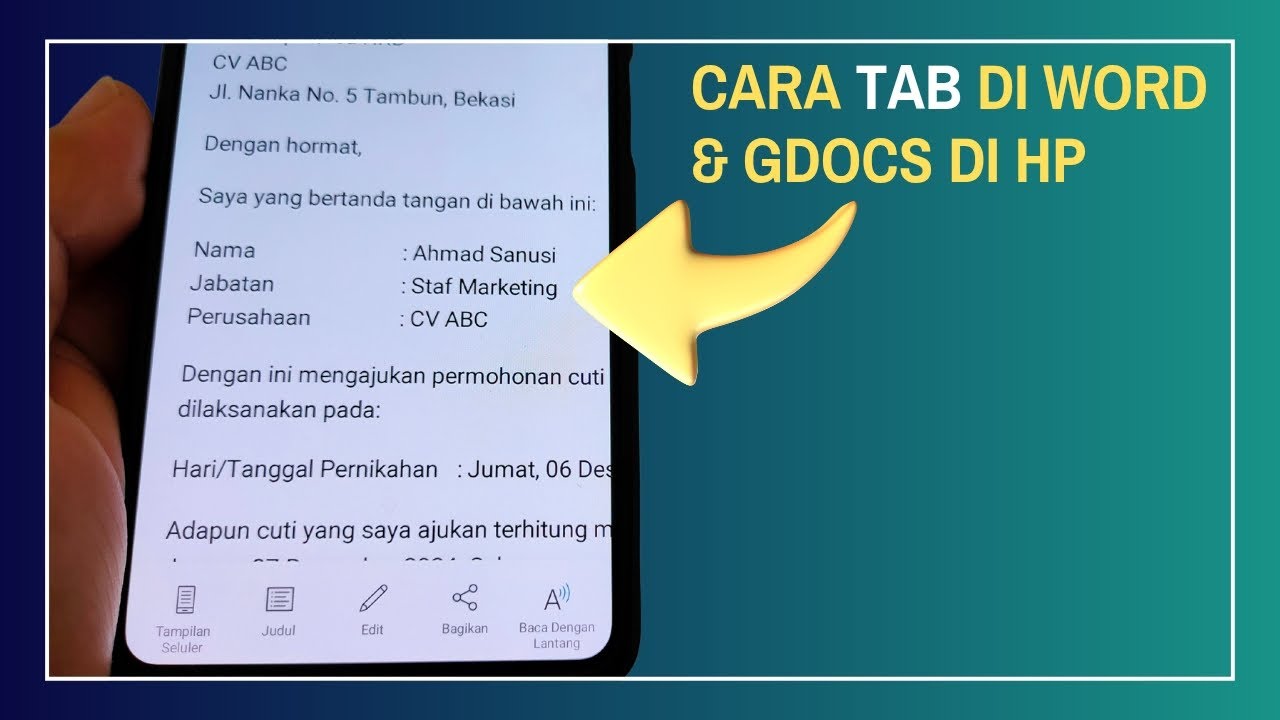 Cara Tab di Word Hp | Trik Buat Tab di Gdocs Hp - YouTube