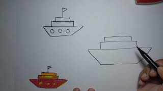Menggambar Kapal Laut Anak PAUD KB, PLAY GROUP, RA dan TK