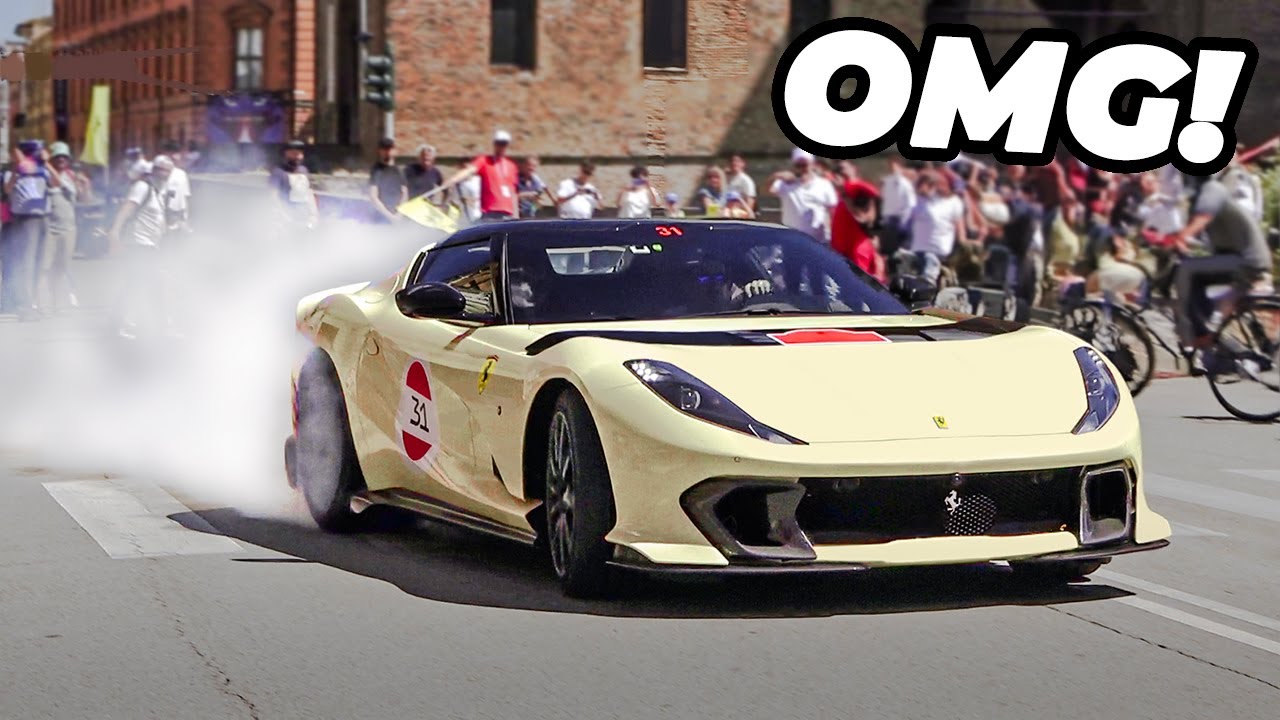 These guys are CRAZY!  - Cavalcade Ferrari Powerslides & Close Calls