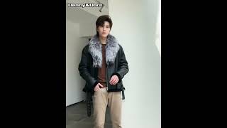 Denny&Dora Men's Shearling Jacket Shearling Moto Jacket Black Short Sheepskin Coat For Men