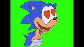 Sonic with hearts in his eye - Green Screen Chroma Key