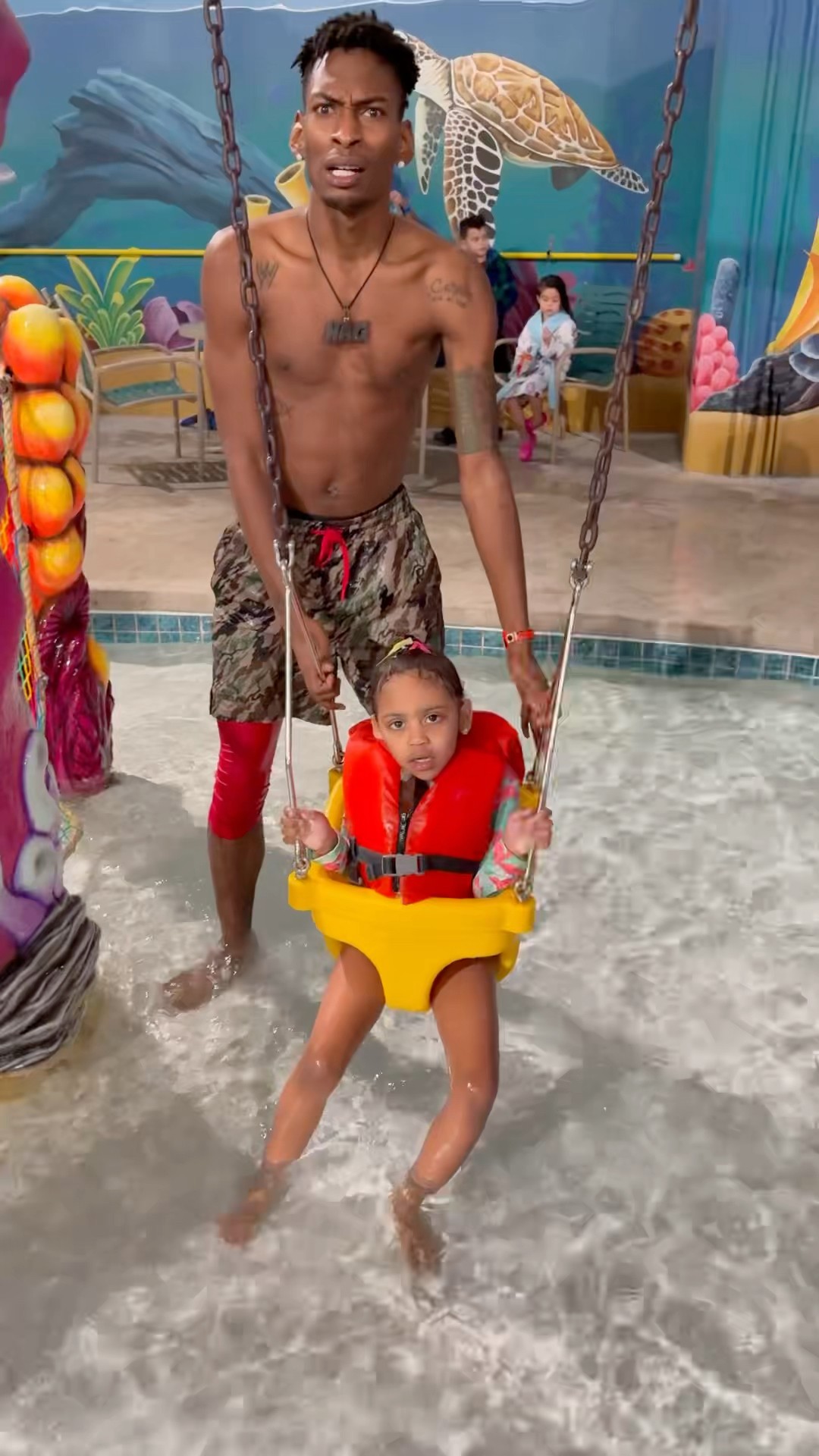 Londyn gets mad after dad makes her get off swing at waterpark #shorts