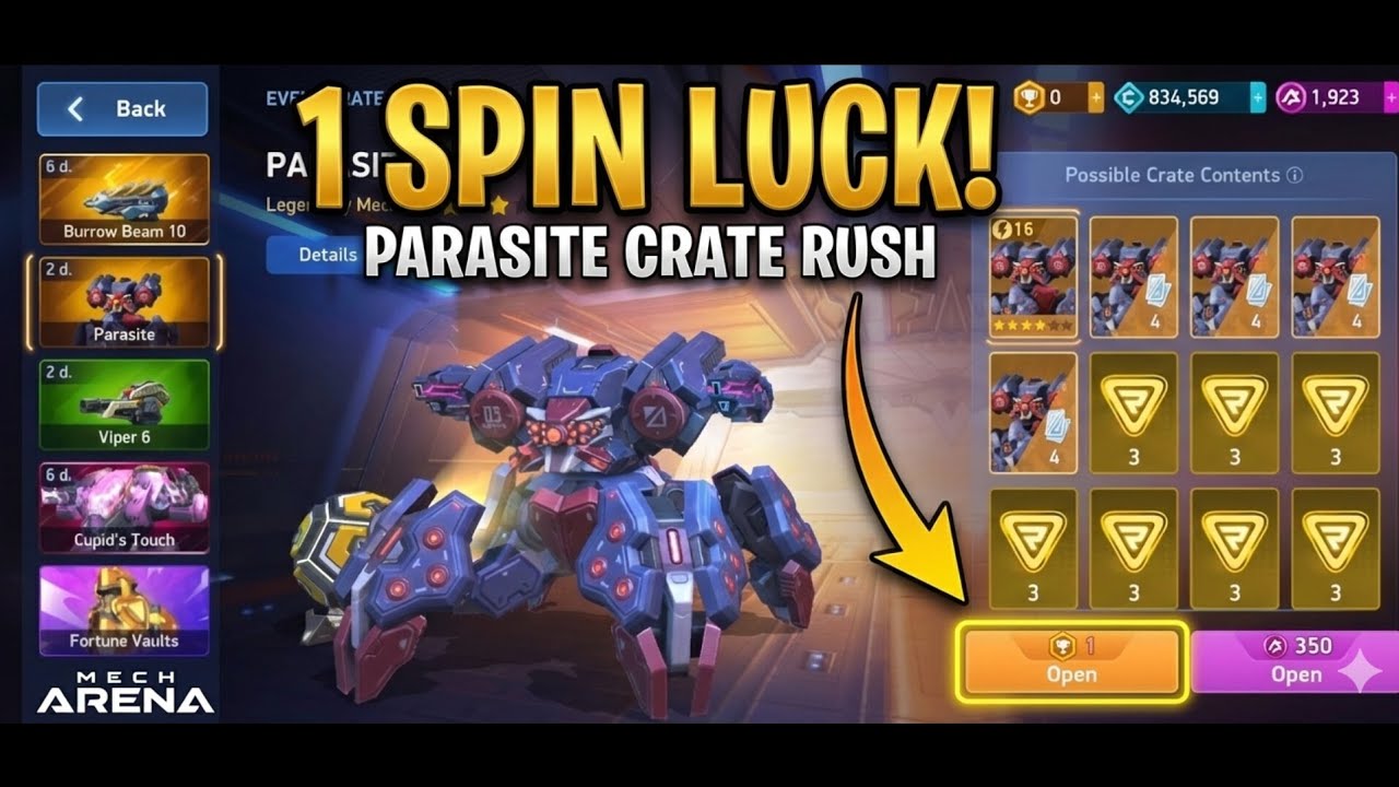 Parasite Crate rush Spin Mech arena 🥳| Will I get this Mech 🥶| 