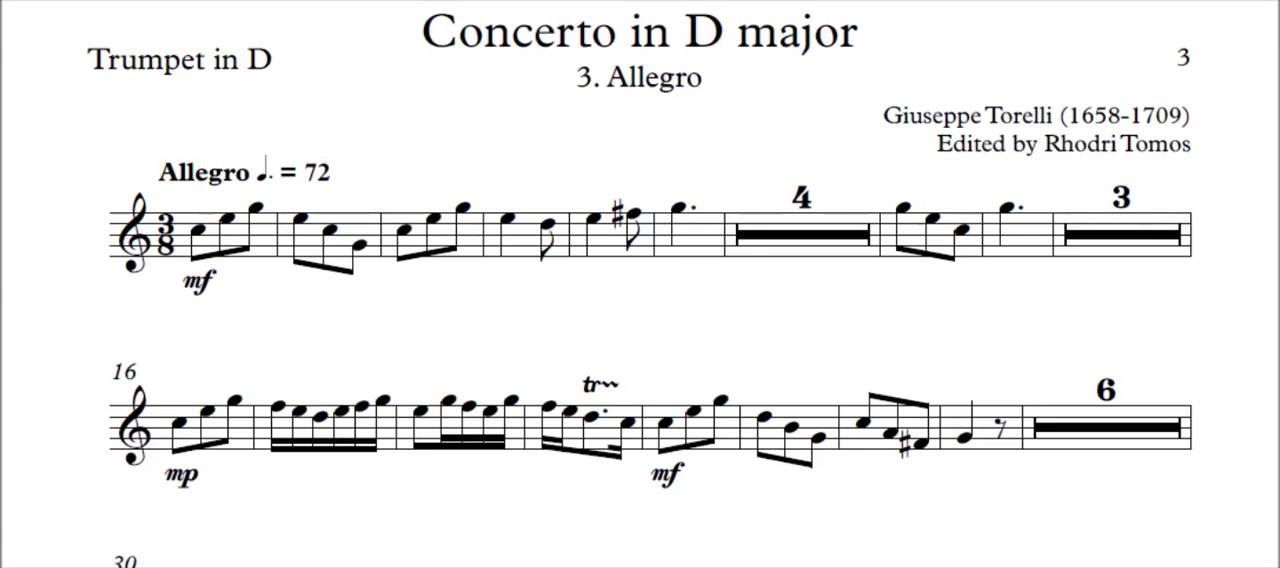 Accompaniment Torelli Concerto In D Major Estienne Roger 188 3 Alle Sheet Music Trumpet Sheet Music Piccolo Trumpet