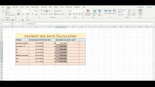 Payment Due Date Calculation In Microsoft Excel || Find Expiry And Day Left Calculation In M S Excel