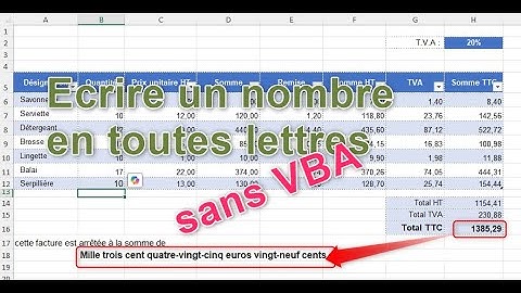 Excel : Ecrire un nombre en toutes lettres sans VBA