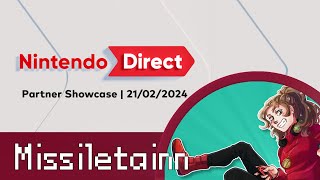 Nintendo Direct Partner Showcase 21/02/2024 Live Reaction