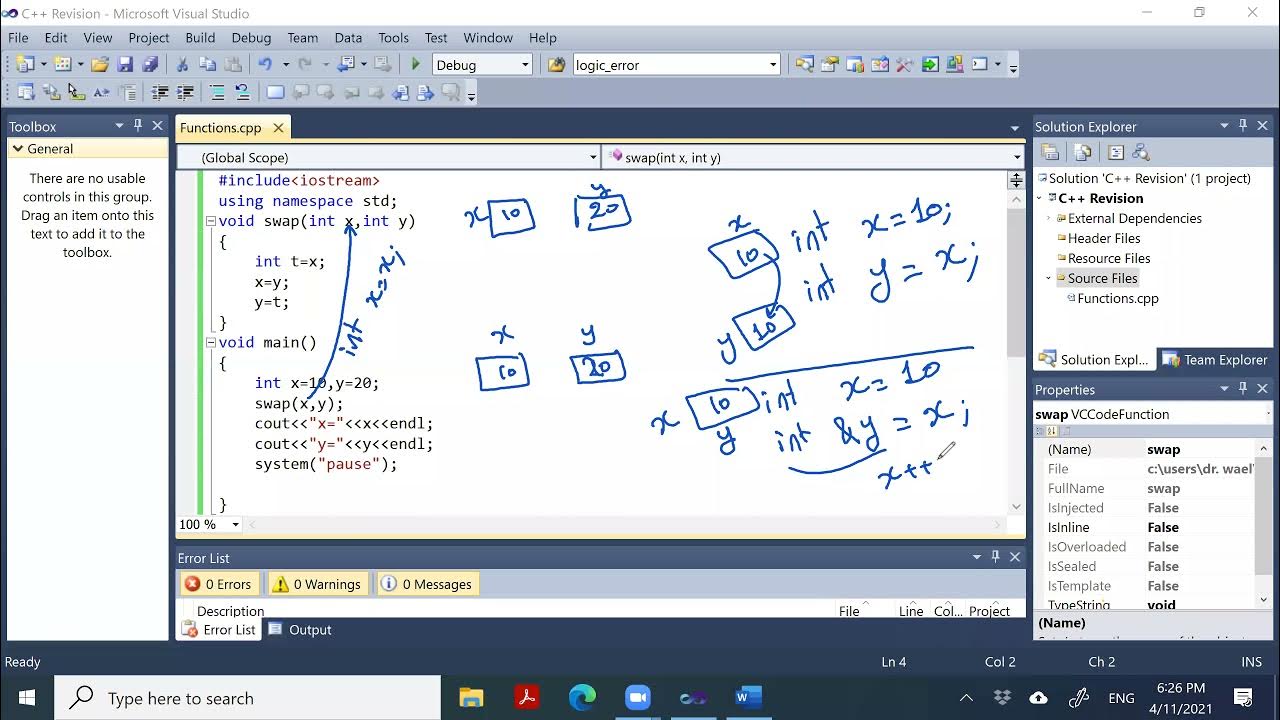 C++ Revision Data structure functions, call by value, call by reference ...