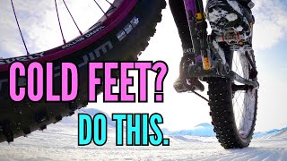 13 Easy Tips & Hacks for WARM FEET while cycling + fat biking in harsh conditions.